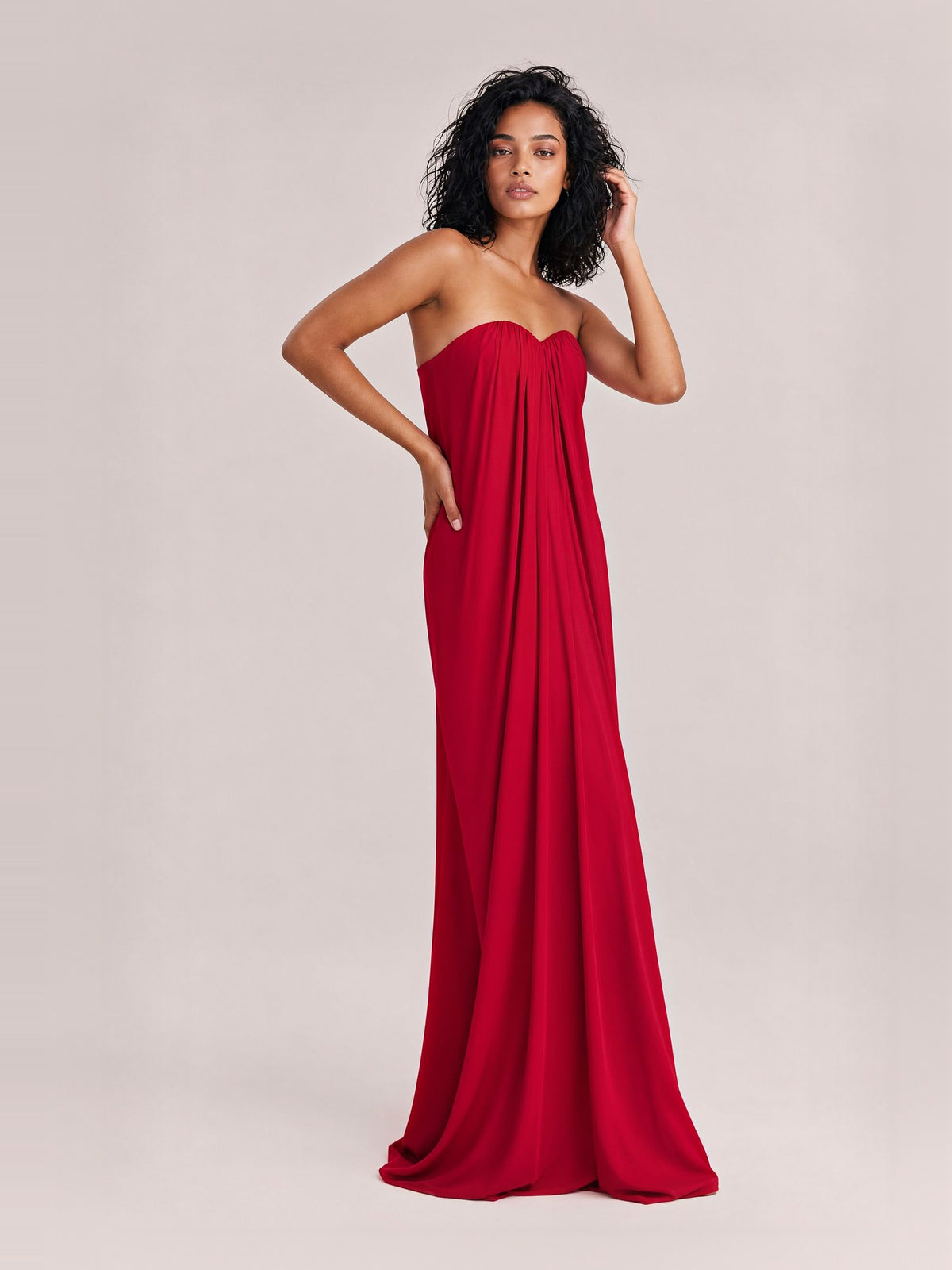 Elegant Strapless A-Line Pleated Maxi Dress