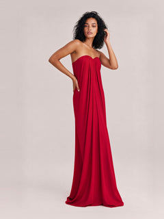 Elegant Strapless A-Line Pleated Maxi Dress