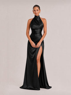 Elegant Holder Corner Sleeveless Slit Maxi Dress