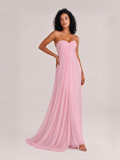 Elegant Strapless A-Line Pleated Maxi Dress