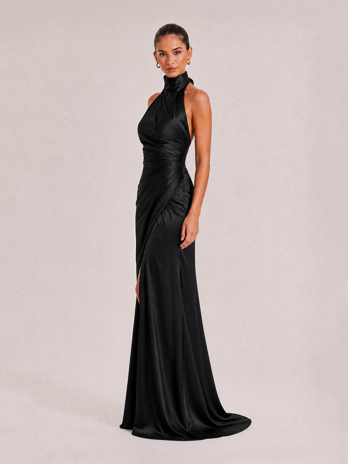 Elegant Holder Corner Sleeveless Slit Maxi Dress