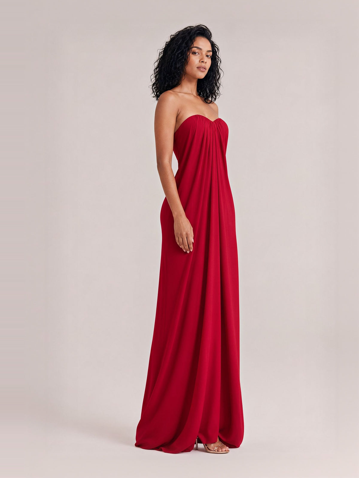 Elegant Strapless A-Line Pleated Maxi Dress