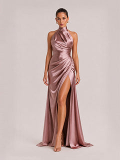 Elegant Holder Corner Sleeveless Slit Maxi Dress
