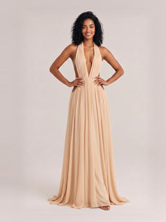 Elegant Pleated Flowing A-line Maxi Dress