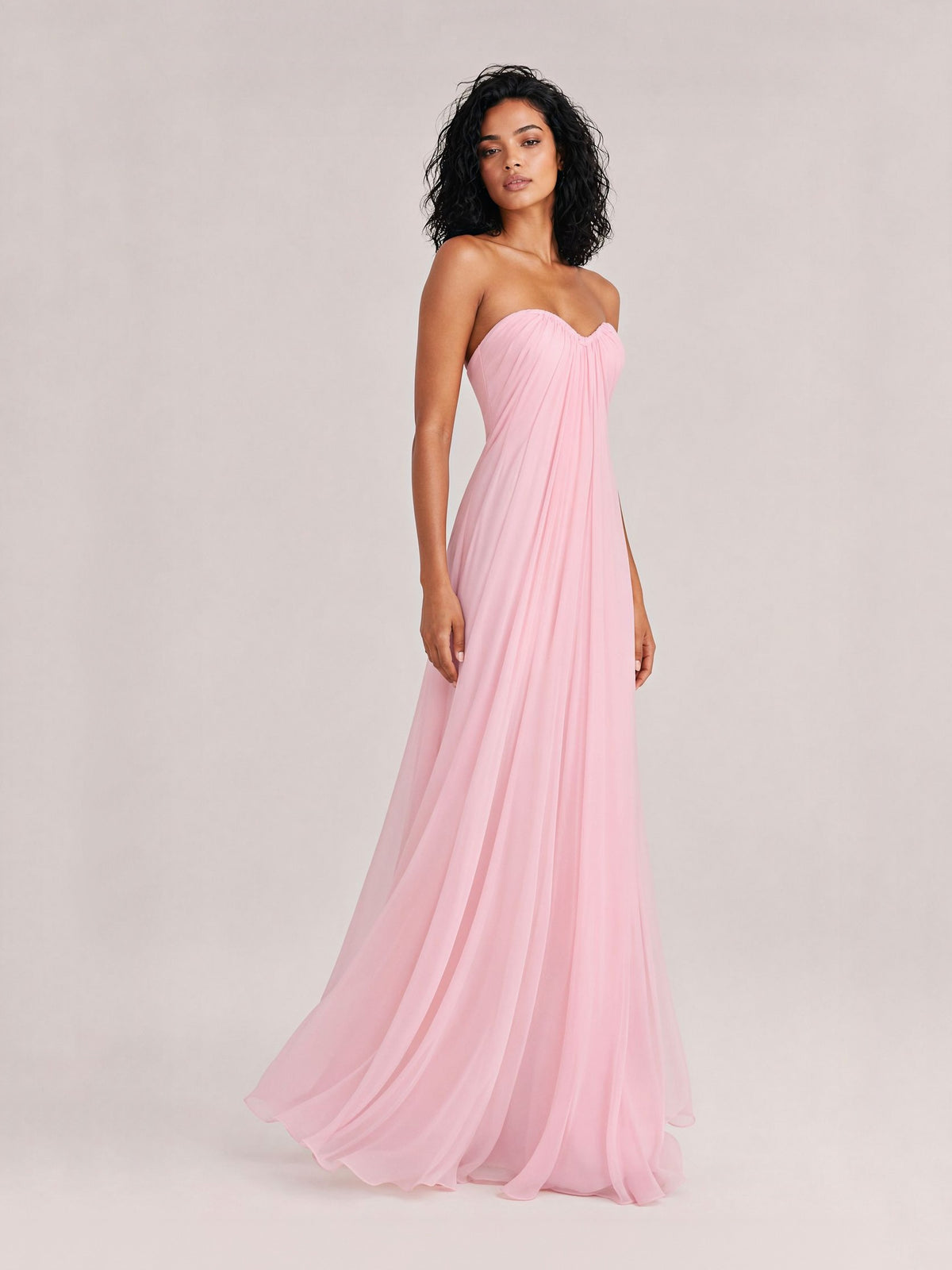 Elegant Strapless A-Line Pleated Maxi Dress