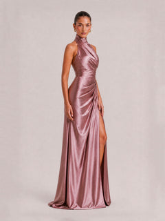Elegant Holder Corner Sleeveless Slit Maxi Dress