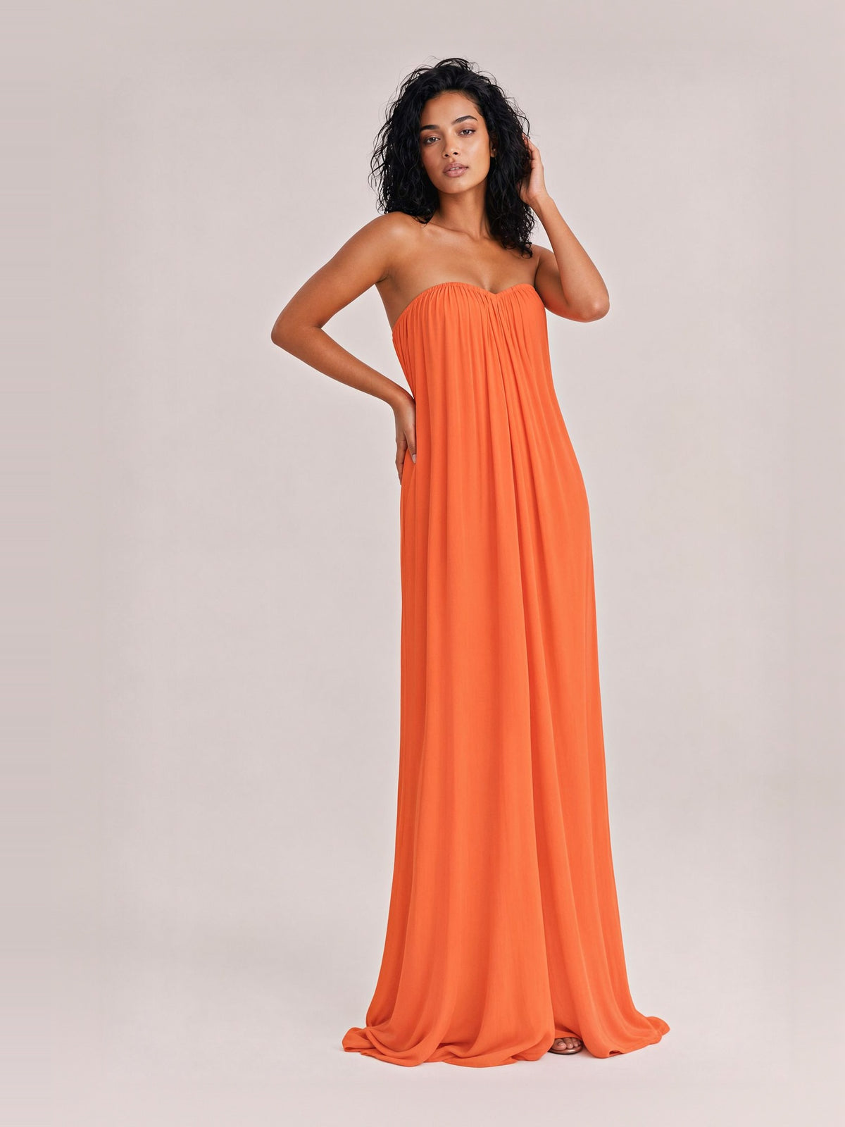 Elegant Strapless A-Line Pleated Maxi Dress