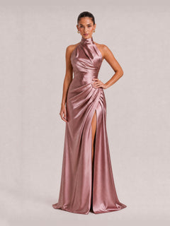 Elegant Holder Corner Sleeveless Slit Maxi Dress