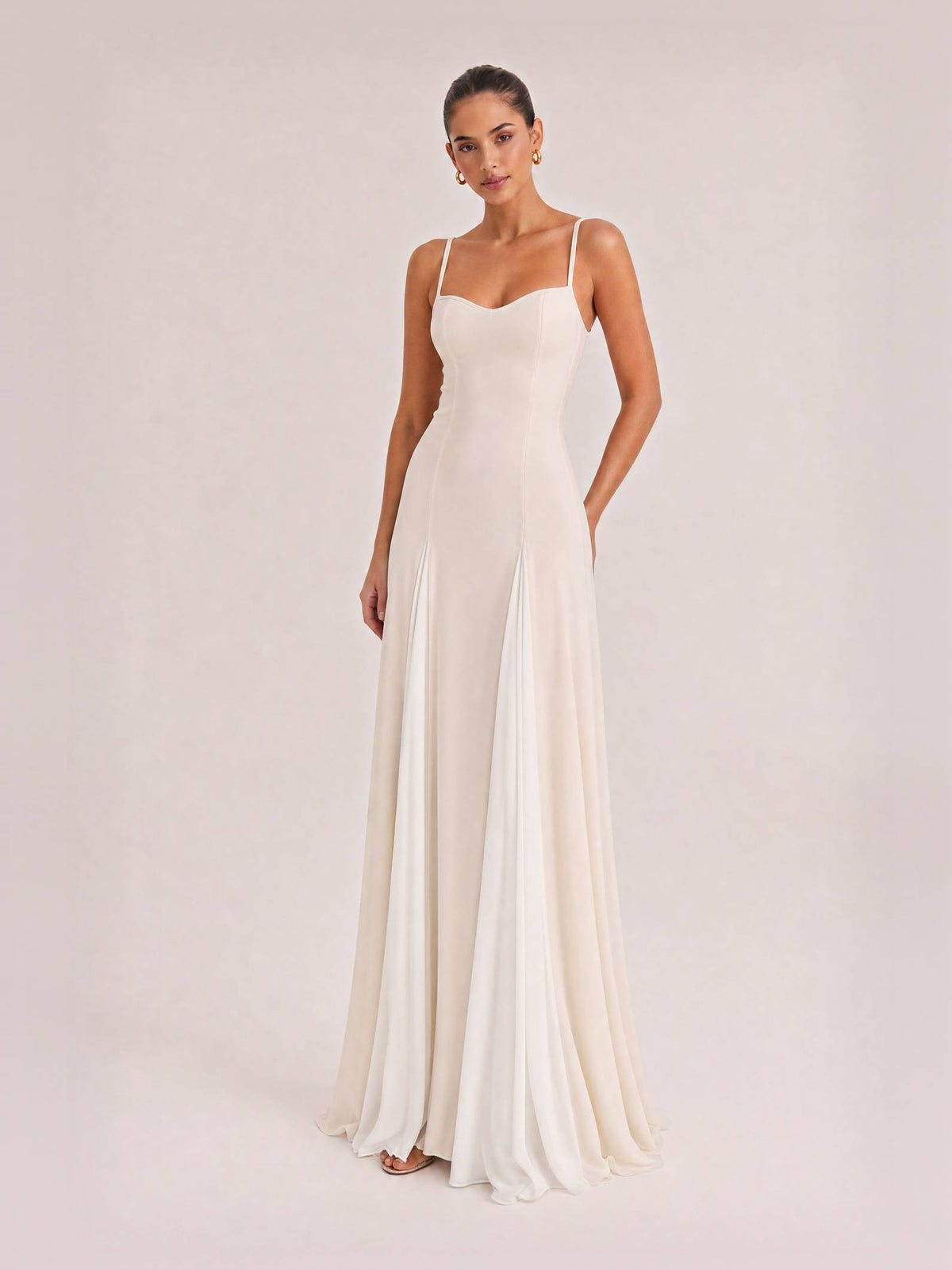Elegance Panelled Tulle A-line Slip Maxi Dress