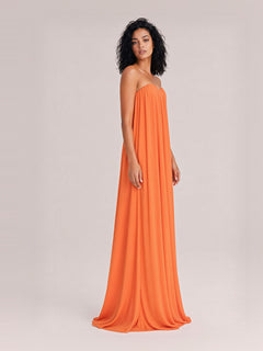 Elegant Strapless A-Line Pleated Maxi Dress