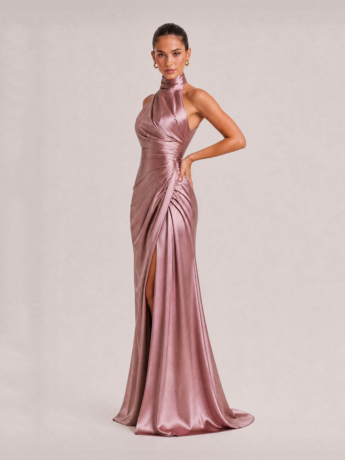 Elegant Holder Corner Sleeveless Slit Maxi Dress