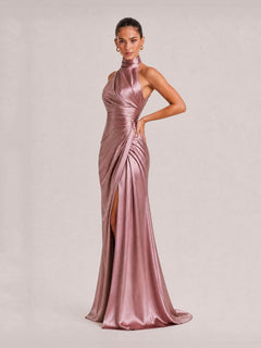 Elegant Holder Corner Sleeveless Slit Maxi Dress