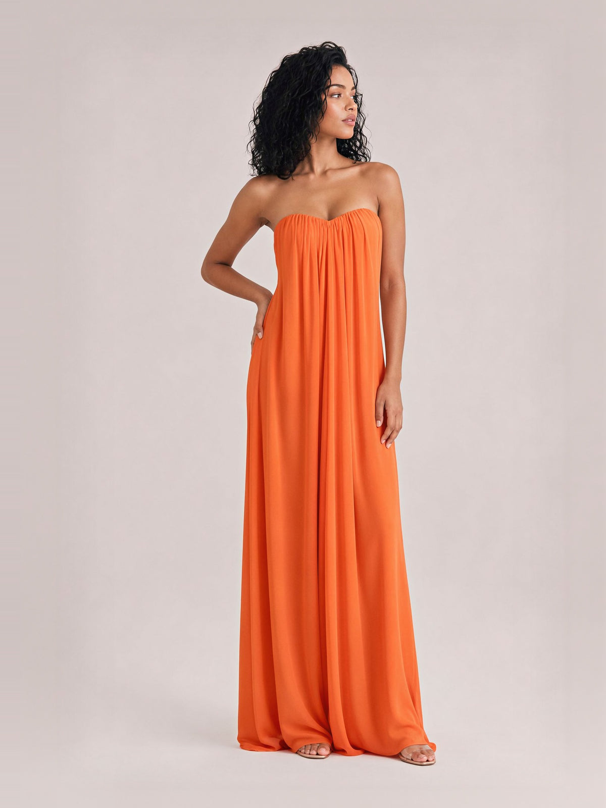 Elegant Strapless A-Line Pleated Maxi Dress