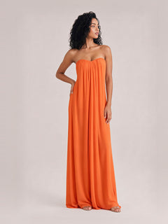 Elegant Strapless A-Line Pleated Maxi Dress