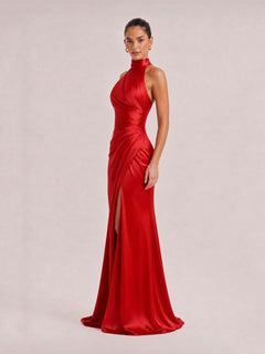 Elegant Holder Corner Sleeveless Slit Maxi Dress