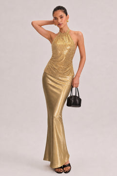 Off-the-shoulder Sequined Off-the-shoulder Top And High-waisted Satin Mermaid Skirt