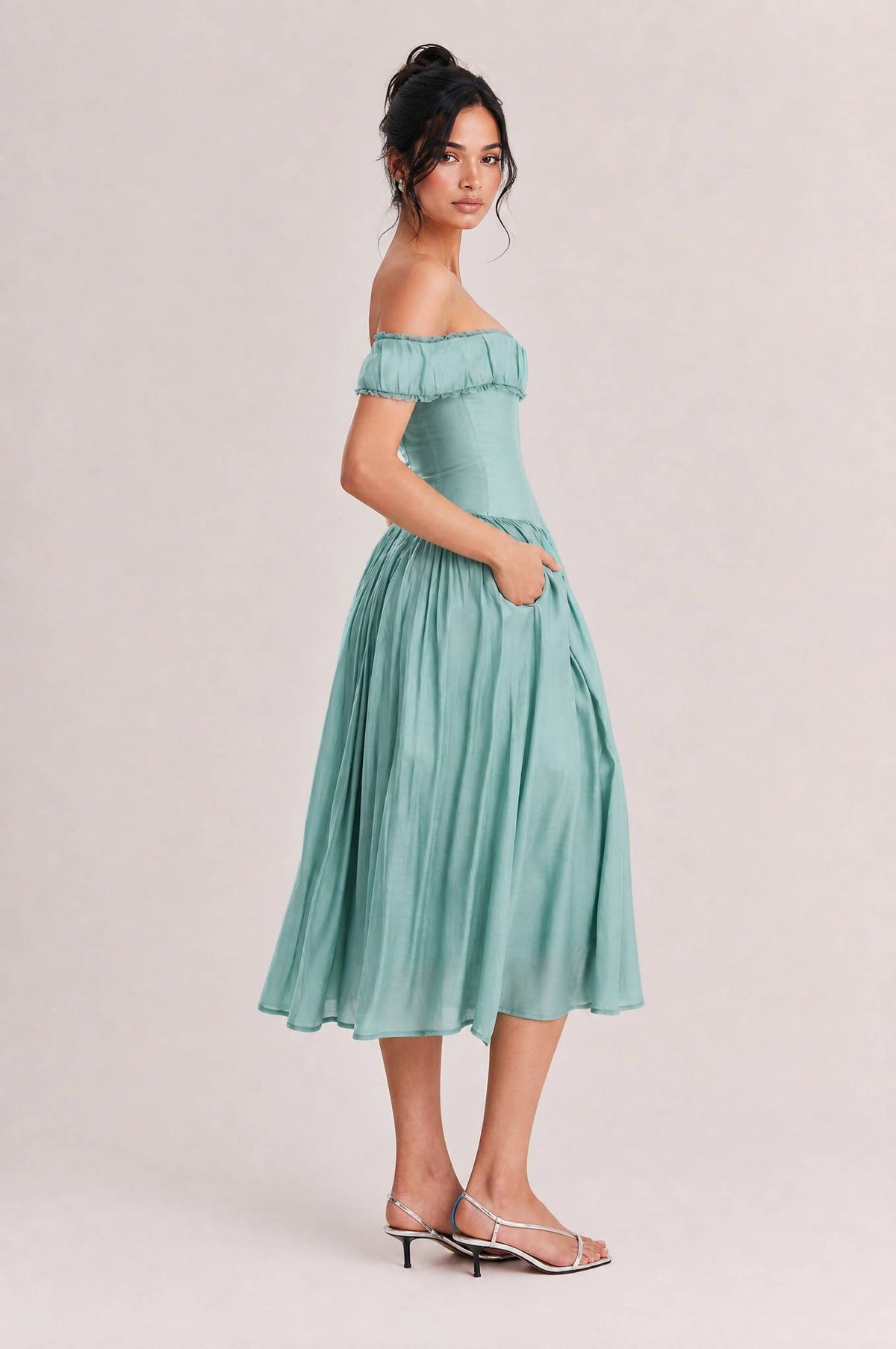 Elegant Sexy Off-the-shoulder Bodycon Midi Dress