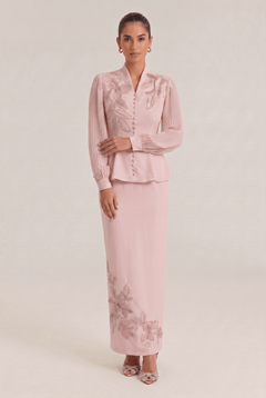 Embroidered Beaded Flower Trim French Elegant Slim Two-Piece Dress Set