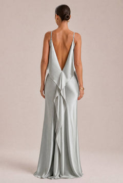 Sexy Elegant Satin Side High Slit Maxi Dress