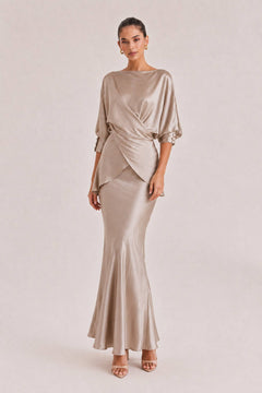 Elegant Satin Drawstring Belt Shirt Two-piece Set