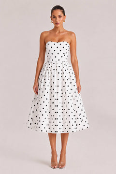 Elegant Retro Polka Dot Print Midi Dress