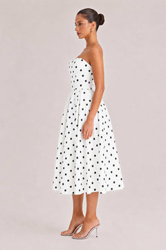 Elegant Retro Polka Dot Print Midi Dress