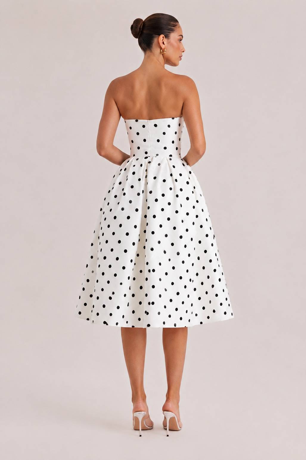 Elegant Retro Polka Dot Print Midi Dress