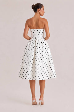 Elegant Retro Polka Dot Print Midi Dress