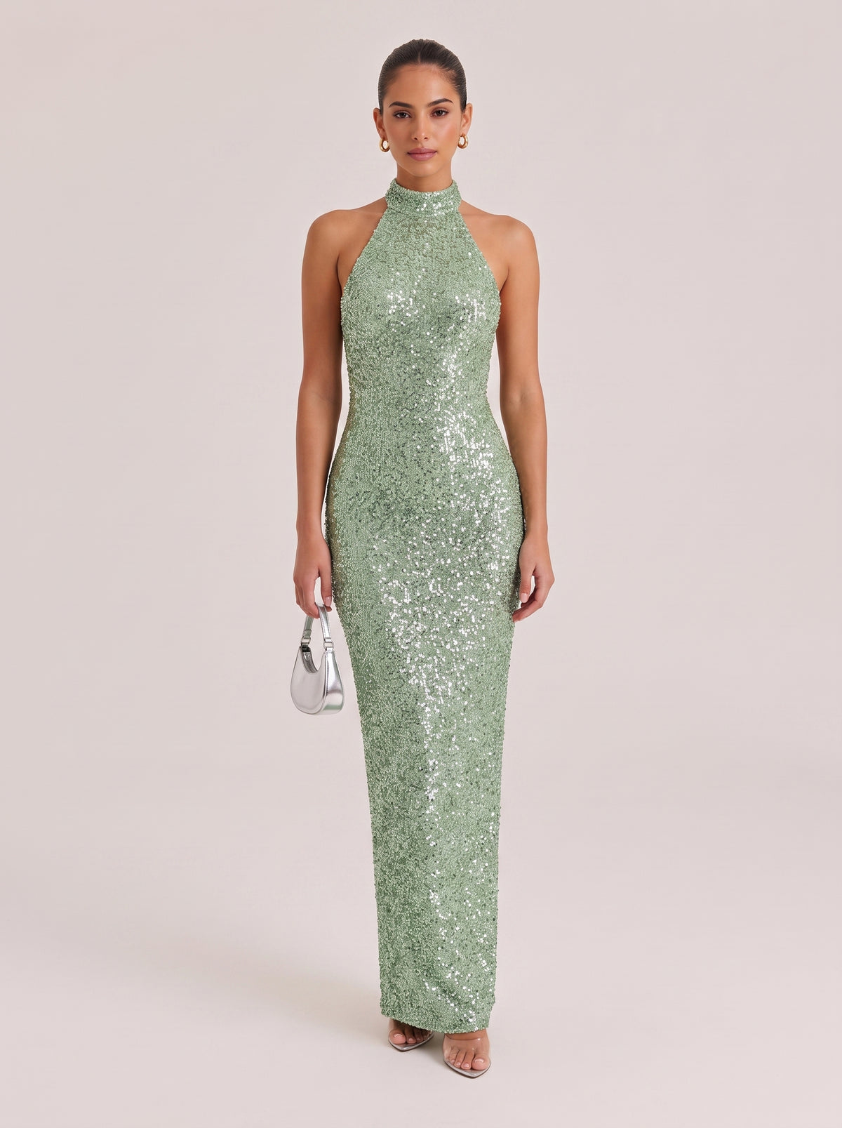 Sleeveless Sequins Slim-Fit Fishtail Long Evening Gown