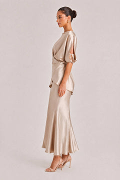 Elegant Satin Drawstring Belt Shirt Two-piece Set