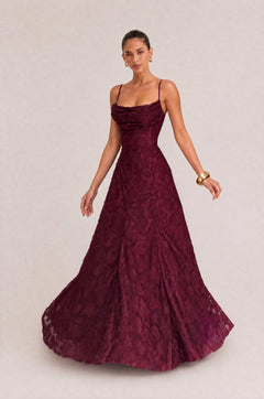 Elegant Floral Lace Spaghetti Strap Maxi Dress