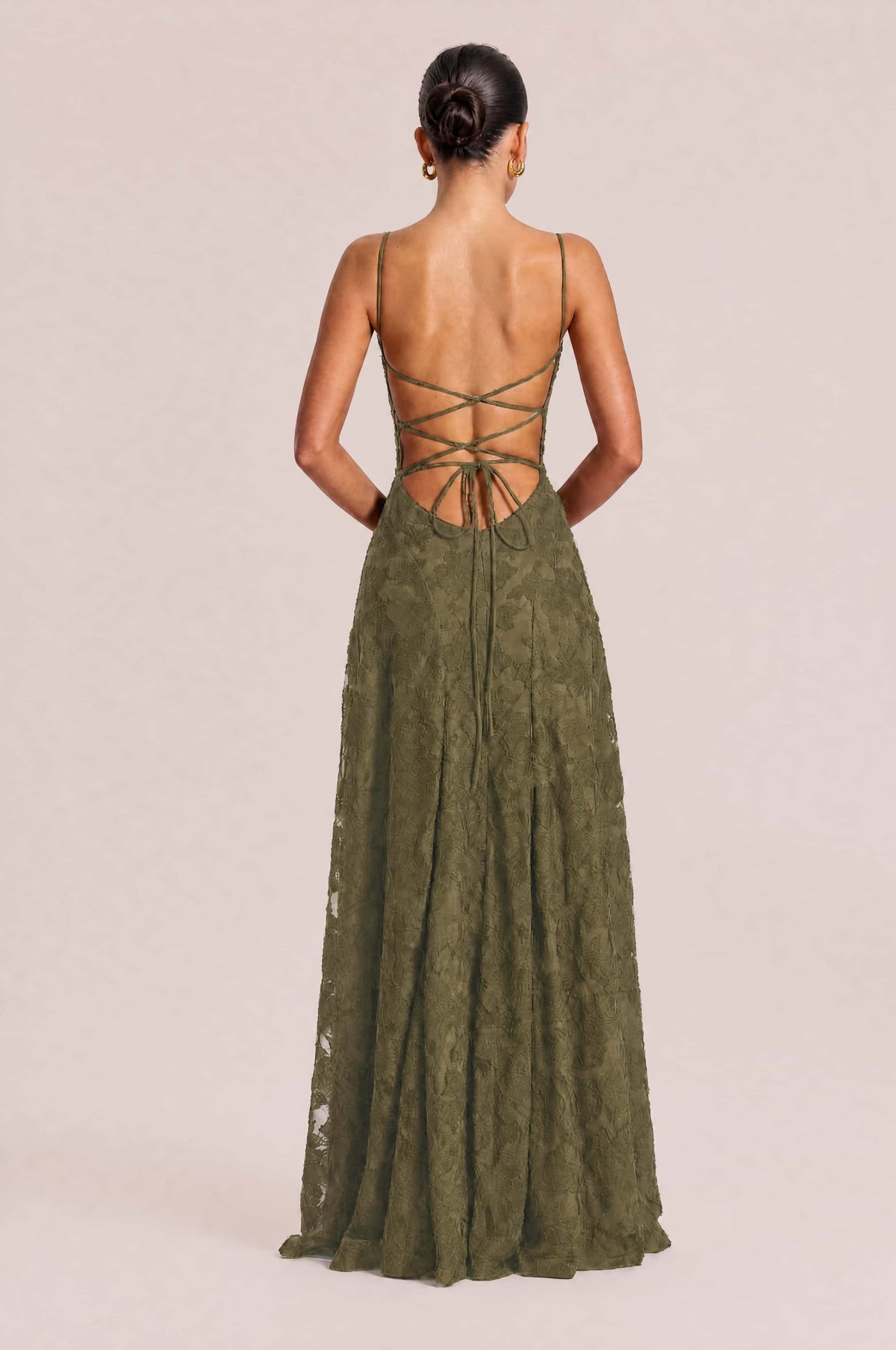 Elegant Floral Lace Spaghetti Strap Maxi Dress