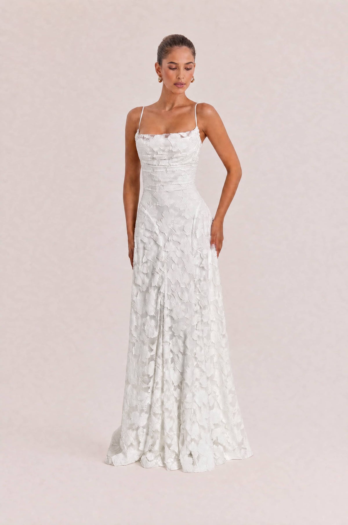 Elegant Floral Lace Spaghetti Strap Maxi Dress