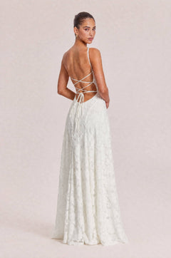 Elegant Floral Lace Spaghetti Strap Maxi Dress
