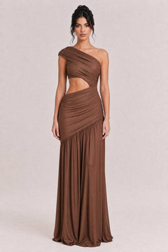 Unique Off-shoulder Waist Hollow Maxi Dress