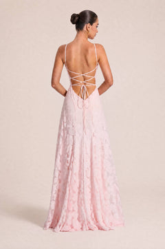 Elegant Floral Lace Spaghetti Strap Maxi Dress