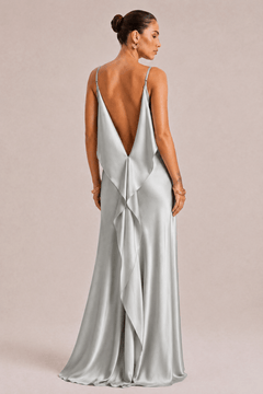 Sexy Elegant Satin Side High Slit Maxi Dress