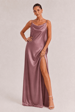 Sexy Elegant Satin Side High Slit Maxi Dress