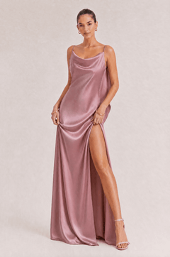 Sexy Elegant Satin Side High Slit Maxi Dress