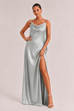 Sexy Elegant Satin Side High Slit Maxi Dress
