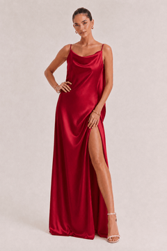 Sexy Elegant Satin Side High Slit Maxi Dress
