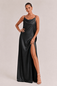Sexy Elegant Satin Side High Slit Maxi Dress