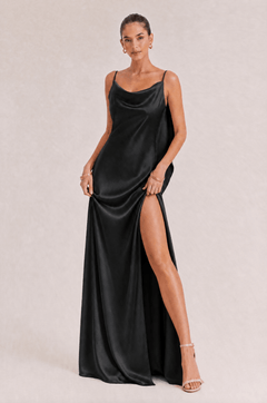 Sexy Elegant Satin Side High Slit Maxi Dress