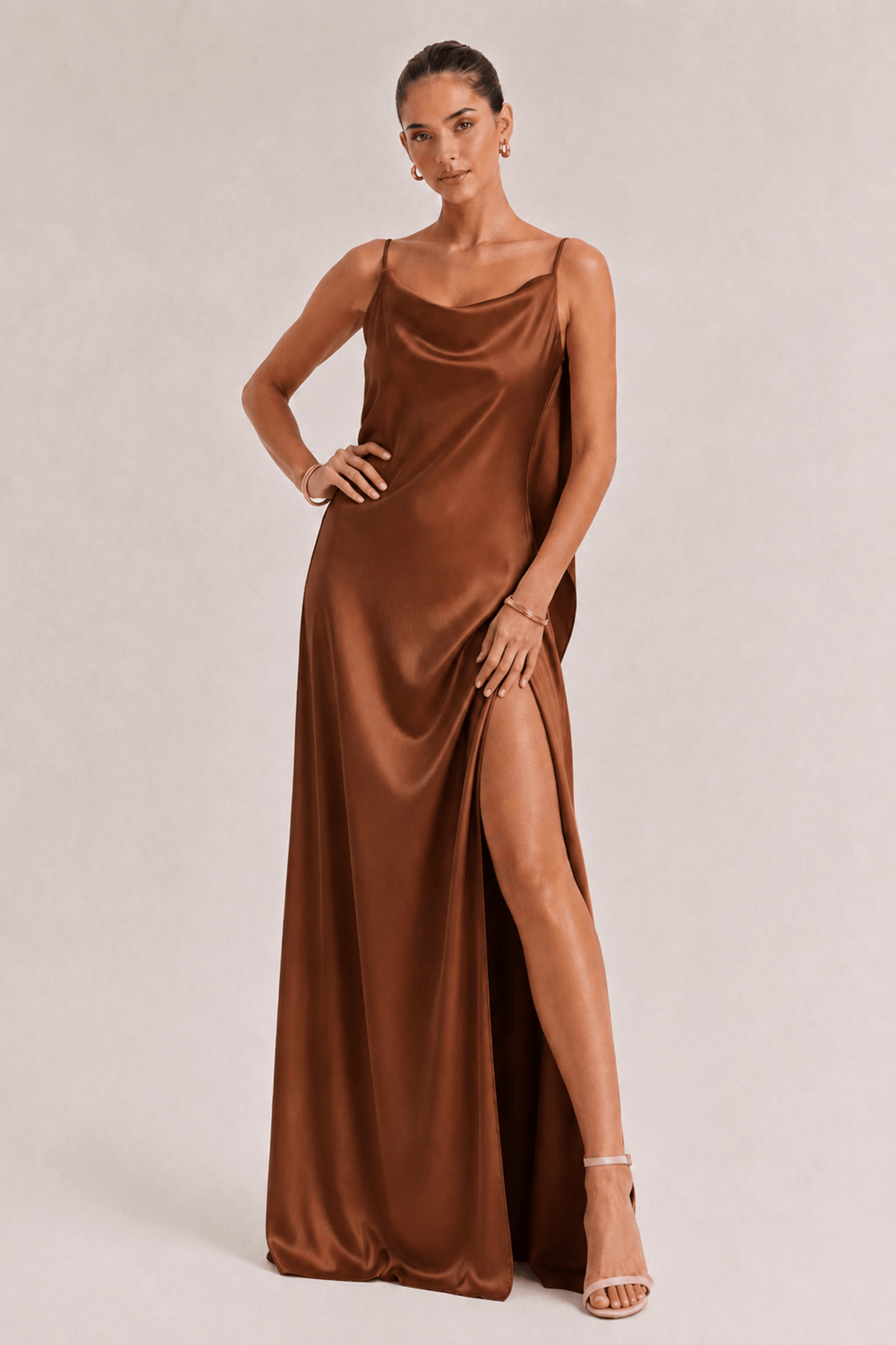 Sexy Elegant Satin Side High Slit Maxi Dress