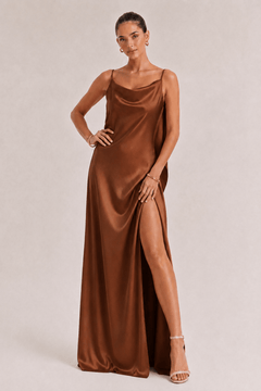 Sexy Elegant Satin Side High Slit Maxi Dress