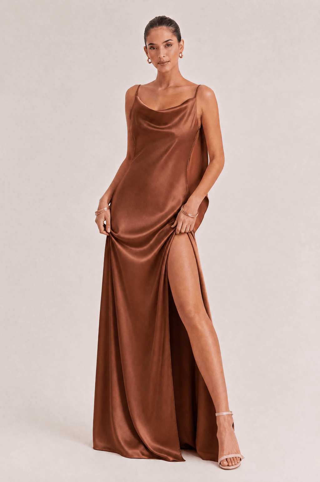 Sexy Elegant Satin Side High Slit Maxi Dress