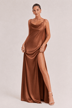 Sexy Elegant Satin Side High Slit Maxi Dress