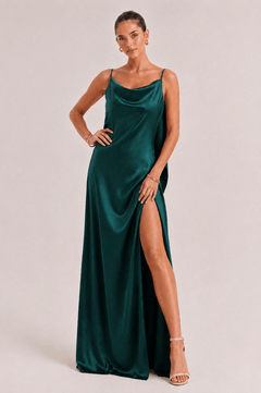 Sexy Elegant Satin Side High Slit Maxi Dress