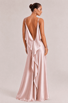 Sexy Elegant Satin Side High Slit Maxi Dress