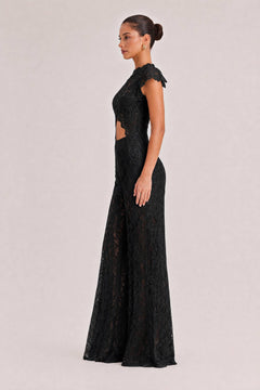 Lace Long-sleeved Top And Wide-leg Pants Set